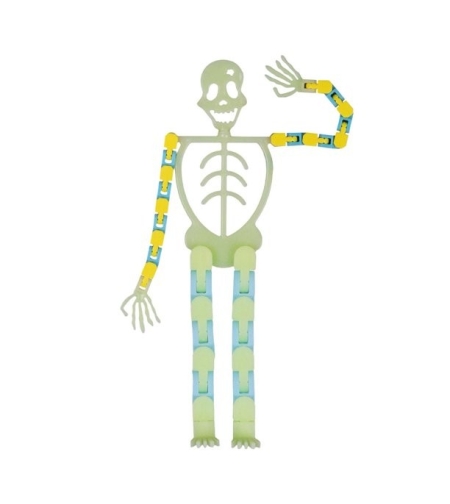 Suport pentru telefon mobil, jucarie de decompresie pentru adulti, tip schelet luminos de Halloween, verde, lungime 17 cm