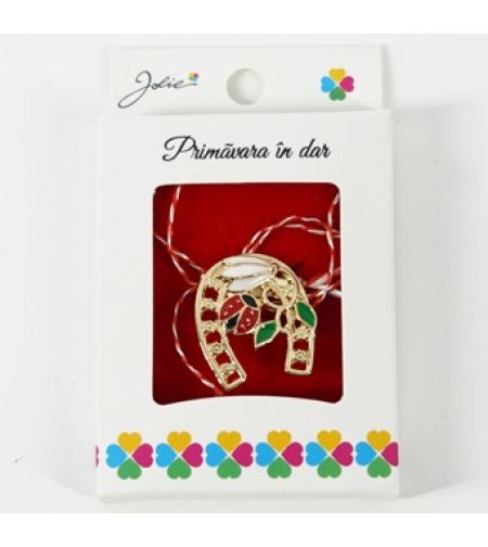 Martisor Brosa Mica in Cutie, Dimensiune Brosa 2.5-3 cm, Material Metal, Model Potcoava