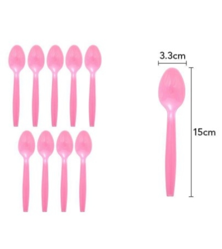 Set 10 Linguri de unica folosinta 15 x 3.3 cm, roz