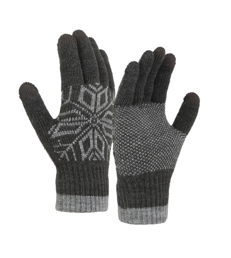 Manusi de Barbat, Flippy, Model Fulg, Functie Touchscreen (ecran tactil), Material Acril Tricotat, Manseta Elastica, Interior Catifelat, Marime Universala, Gri
