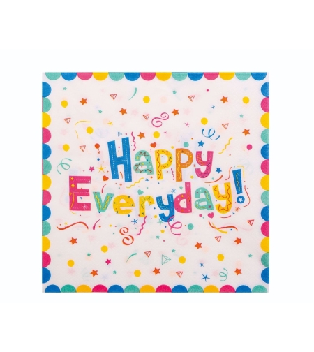 Set 20 de Servetele de Masa, Flippy, Model Happy Everyday, 17 x 17 cm, Multicolor