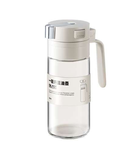 Dispenser pentru Ulei, Flippy, Deschidere si Inchidere Automata a Rezervorul, cu Inductie Gravitationala, 550 ml, 12x7.6x20.5 cm, Alb