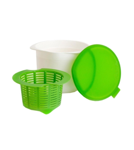 Recipient pentru Preparat Branza, Flippy, Capac de Silicon, Cheese Maker din Plastic, Strecuratoare, 17x14.5x12.8 cm, Verde