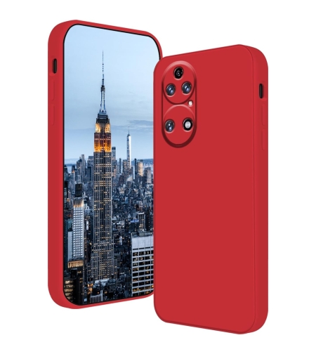 Husa de Protectie, Flippy, pentru Huawei P50 Pro, Liquid Silicone, cu Microfibra pe Interior, Protectie Antisoc, Compatibil Incarcare Wireless, Rosu