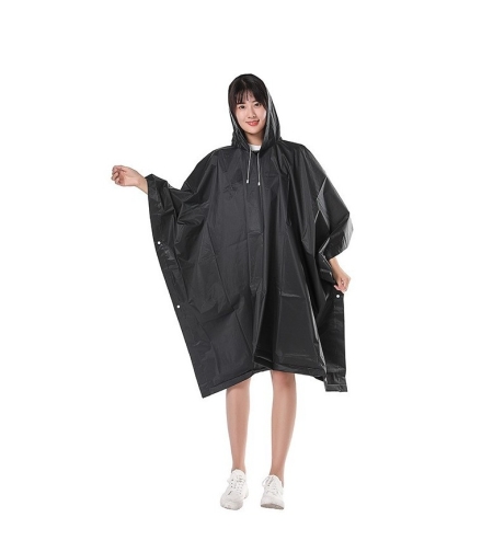 Pelerina de Ploaie, Flippy, pentru Adulti, EVA, Tip Poncho, Impermeabila, Rezistenta la Vant, Capse Laterale, 160 g, Negru