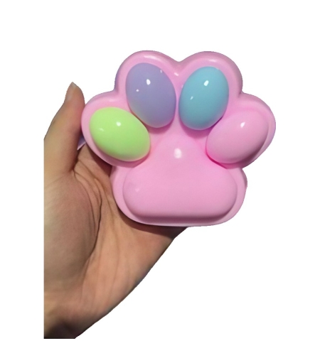 Jucarie Antistres Squishy, Flippy, cu Revenire Lenta, Squeeze Pinch Family, Model Cat Paw, 12.5x10.5 cm, 220g, Ambalaj Transparent, Model 023, Multicolor