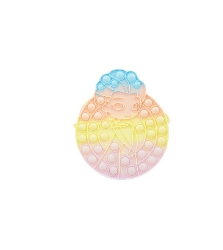 Jucarie antistres din silicon, Flippy, Pop It Now and Flip It, Geanta de umar, Mica printesa, 16 cm, Macarons