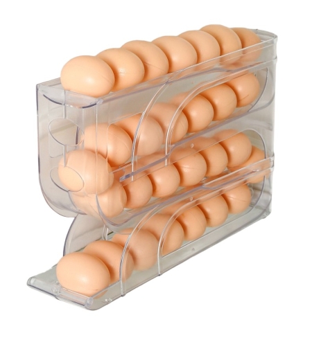 Suport Organizator pentru Oua, Flippy, pentru Frigiderul, Patru straturi,  32x20x7 cm, Transparent