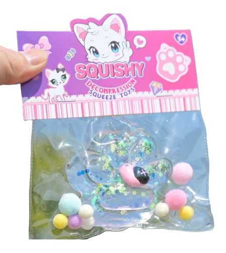 Jucarie Antistres Squishy, Flippy, Labuta de Pisica Squeeze Toys, cu Revenire Lenta, 7.5 cm, Model 270520, Multicolor