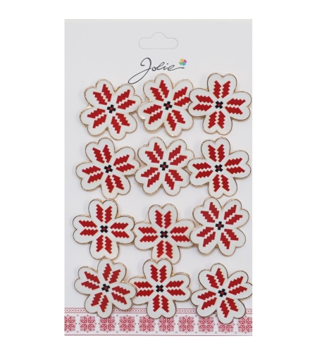 Set 12 Brose Martisor Primavara Trifoi cu Motiv Traditional Rosu