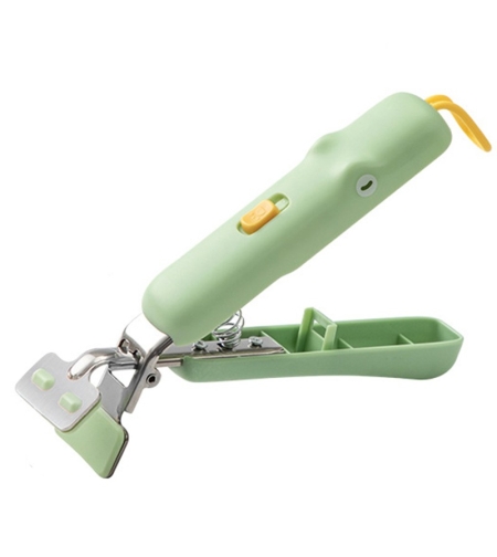 Clema pentru Boluri, Flippy, Anti-Alunecare, din Silicon, de Uz Casnic, Rezistent la Temperaturi Inalte, Model Animat, Maner si Cleste Inox, 12.5x3.6 cm, Verde