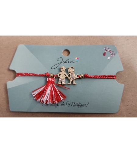 Martisor Bratara cu Ciucure Cuplu Auriu