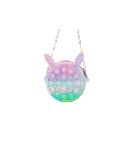 Jucarie antistres din silicon Flippy, Pop it Now and Flip It ,Mini Geanta, Iepuras, 6 cm, Macarons