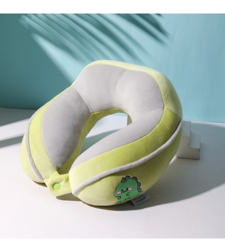 Perna de Calatorie, Flippy, Pentru Gat si Cap, Umplutura din Bumbac, 28x28x10 cm, cu Model Brodat Crocodil Verde