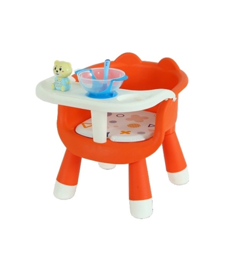 Scaun de Masa pentru Copii, Flippy, 2 in 1, Tavita Detasabila, Spatar Ergonomic, +6 Luni, Inaltime 36 cm, Portocaliu