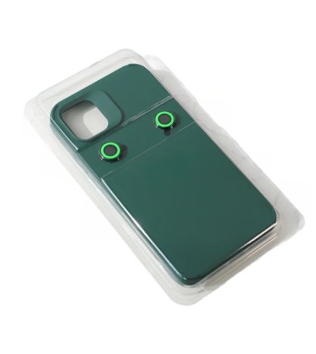 Husa Apple iPhone 13 Pro, Flippy, din Silicon Lichid, Interior din Microfibra, Lentile Fosforescente de Protectie Camera, Anti Amprenta, Rezistenta la Socuri, Verde