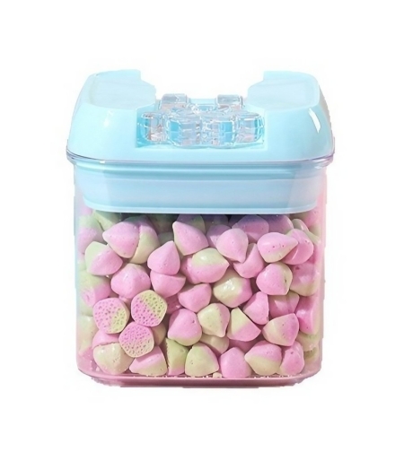 Cutie de Depozitare Alimente, Flippy, 0.5L, Capac Albastru, din PP+PET, Inchidere Ermetica, 10 x 10 x 10.5 cm, Transparent