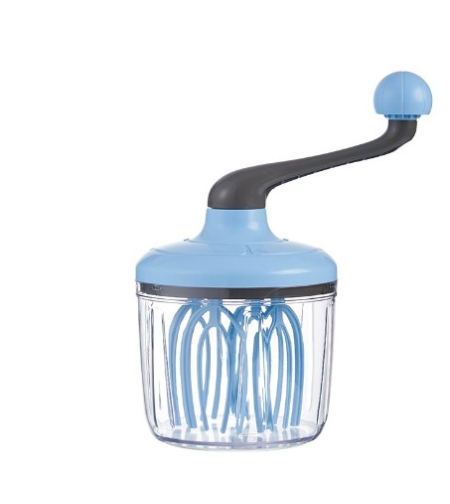 Mixer Manual, Flippy, pentru Oua Smantana Frisca Aluat, Maner Plastic, Usor de Utilizat si Depozitat, Bol Transparent, 24.5 x 11.5 cm Albastru