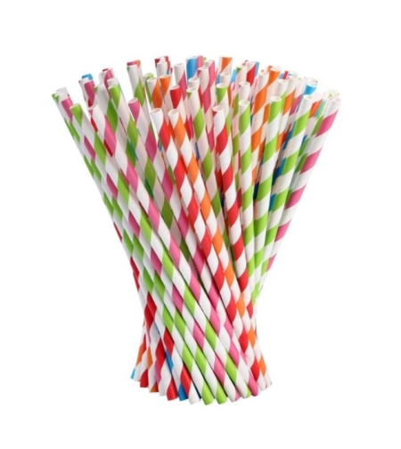 Set 25 Paie, Flippy, din Hartie, 20 cm, Model cu Dungi, Multicolor