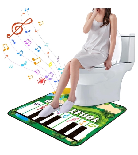 Covoras de Baie, Flippy, Model Pian Electric, Interactiv, 3 Moduri, +14 Ani, din Panza, cu Baterii, 60 x 48 cm, Verde