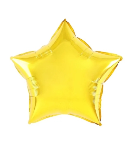 Balon din Folie Metalizata, Flippy, Figurina Stea, Model Simplu, Tematica Aniversare, 40 cm, Ambalaj Individual, Pai Inclus, Umflare cu Aer sau Heliu, Auriu