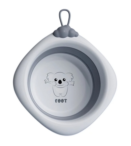 Cada Pliabila pentru Baie pentru Copii, Flippy, Cadita pentru Bebelusi, Model Romb pentru Picioare Koala, Gri, 30x30x3.5 cm, 4L