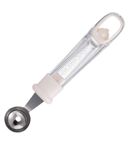 Lingura pentru Bile de Fructe, Flippy, Scobitor Fructe, Ustensila Multifunctionala pentru Fructe, Accesoriu de Bucatarie, Lingura Antialunecare pentru Salata de Fructe, 17.6 x 2.9 cm, Bej