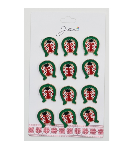Set 12 Brose Martisor Primavara Buburuza Motiv Traditional in Potcoava