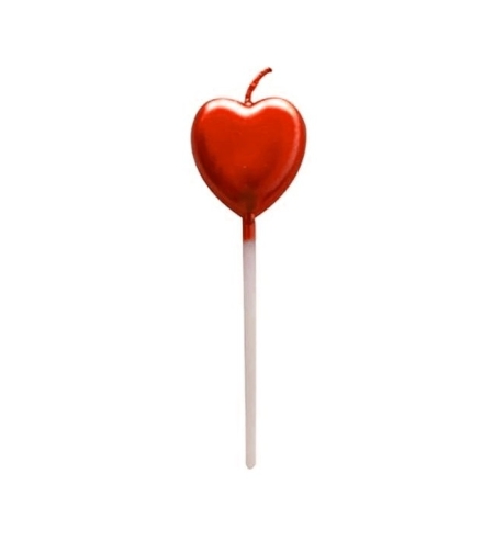 Lumanare de Tort, Flippy, Model Inima, Party, 8.5 x 3 cm, Rosu