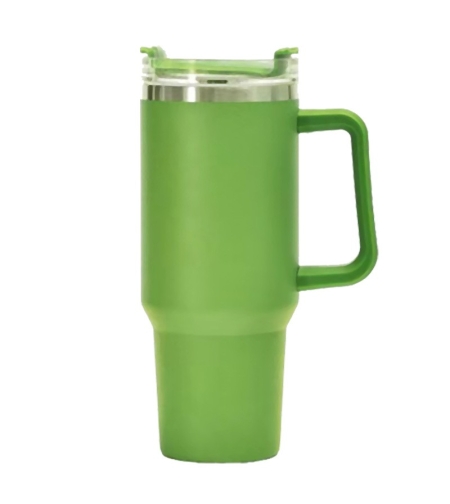 Cana Termos din Plastic, Flippy, pentru Bauturi Calde si Reci, cu Maner, 9.9x9.9x27 cm, Verde