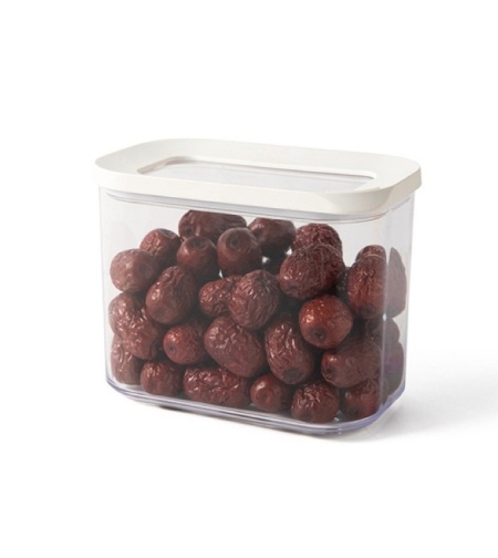 Cutie de Depozitare Alimente, Flippy, 1L, Capac Alb, din ABS+Silicon, 14.5 x 9 x 11.3 cm, Transparent