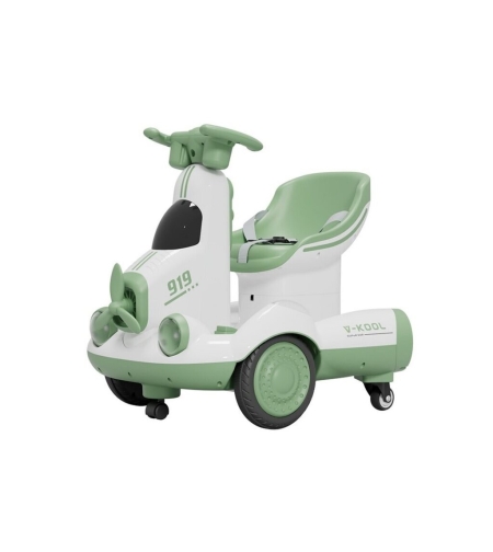 Masinuta Electrica, Flippy, pe 4 Roti, cu Telecomanda, Lumini Led si Muzica, +2 ani, Inaltime Reglabila, Verde