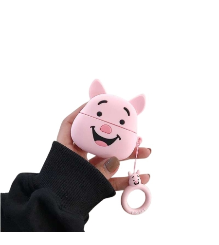Husa AirPods cu Inel Prindere Model 1 Porc Roz