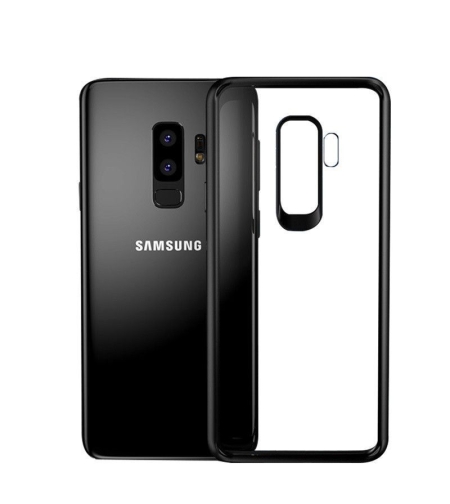 Husa Samsung Galaxy S9 Tpu Transparent cu margini colorate negru