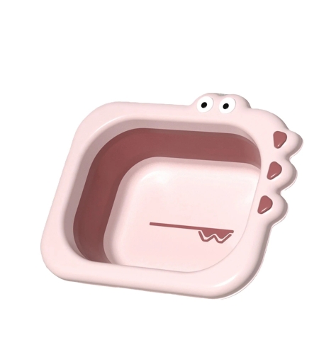 Lavoar Pliabil, Flippy, pentru Copii, din PP/TPE, Portabil, Model Crocodil, 30x24.5x9 cm, Roz