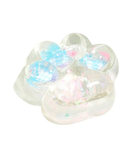 Jucarie Antistres Squishy, Flippy, Labuta de Pisica Pufoasa, cu Revenire Lenta, 7 x 6.5 cm, Model Inima, Multicolor