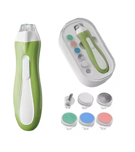 Pila Electrica, Flippy, pentru Copii si Bebelusi, din ABS, 6 Accesorii, cu Lumina LED, 9.5 x 6 x 17 cm, Verde