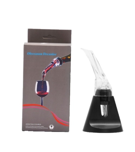 Aerator cu Turnator de Vin 2in1, Flippy, Decantare, Anti-Picurare, Fara Scurgere, 18x10x8cm, Negru