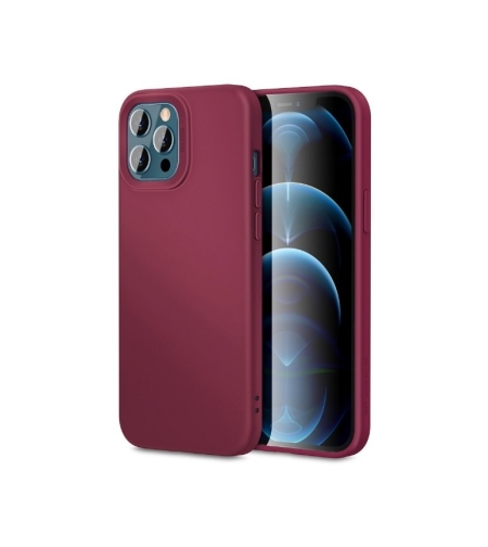 Husa pentru Apple iPhone 14 Plus Flippy, Liquid Silicone, cu Microfibra pe interior, Protectie Antisoc, Wine red, Claret