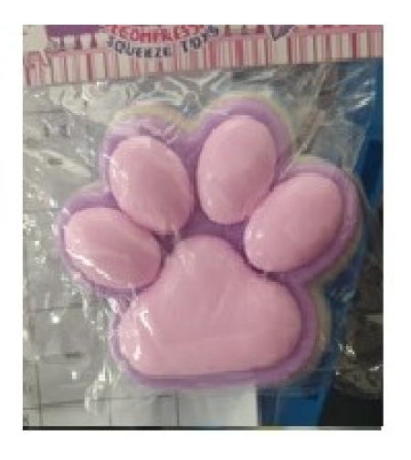 Jucarie Antistres Squishy, Flippy, cu Revenire Lenta, Labuta de Pisica Pufoasa, 8.5 x 7.5 cm, Ambalaj Transparent, Mov Roz