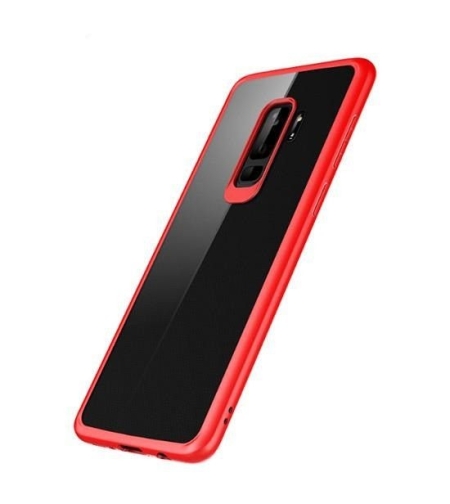 Husa Samsung Galaxy S9 Tpu Transparent cu margini colorate rosu
