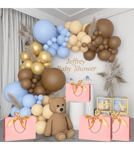 Baloane pentru Arcada, pentru Baieti, BABY SHOWER, Flippy, Mset mix din 107 Baloane, din Latex pentru decor, Albastru Maro