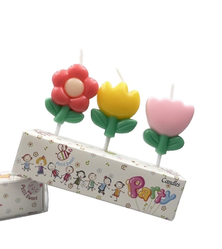 Set 3 Lumanari, Flippy, Tema Flori, Model 3, din Parafina, Multicolor