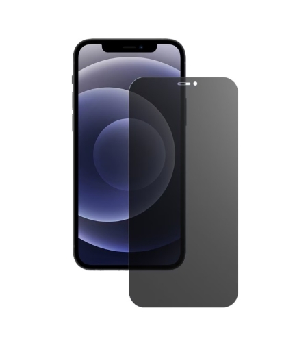 Folie de Protectie, Flippy, pentru iPhone 15 Pro Max, Matte Ceramic Privacy, 9H, Confidentialitate 30°, Anti-Soc, Negru Transparent