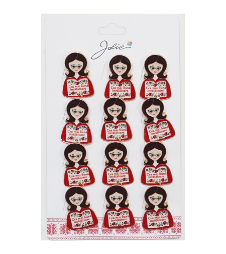 Set 12 Brose Martisor Primavara cu Mesaj Cea Mai Buna Invatatoare