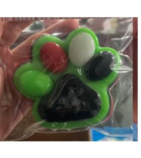 Jucarie Antistres Squishy, Flippy, cu Revenire Lenta, Labuta de Pisica Pufoasa, 8.5 x 7.5 cm, Ambalaj Transparent, Verde Negru