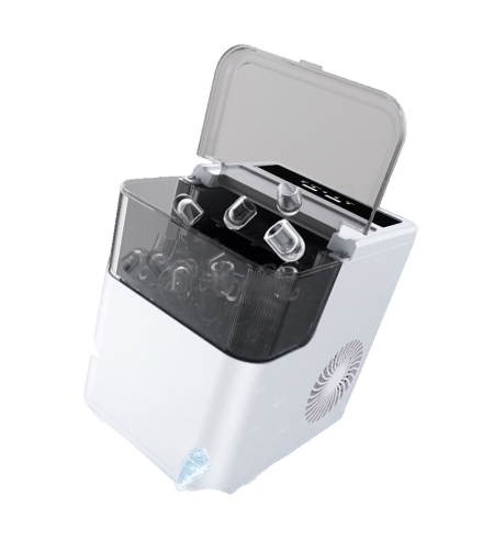 Masina de Facut Gheata, Flippy, din ABS, 12 kg/24h, Capacitate 500 g, 2 Marimi, Portabil, 39 x 23 x 28 cm, Automata, Alb