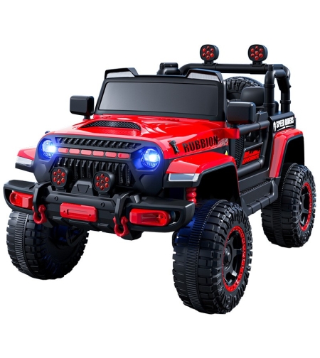 Masina Electrica pentru Copii, Flippy, Off-Road, Conectare Bluetooth, telecomanda, Tractiune Spate, Lumina Intermitenta, Baterie 12V 7Ah, 120 x 63 x 68cm, Rosu