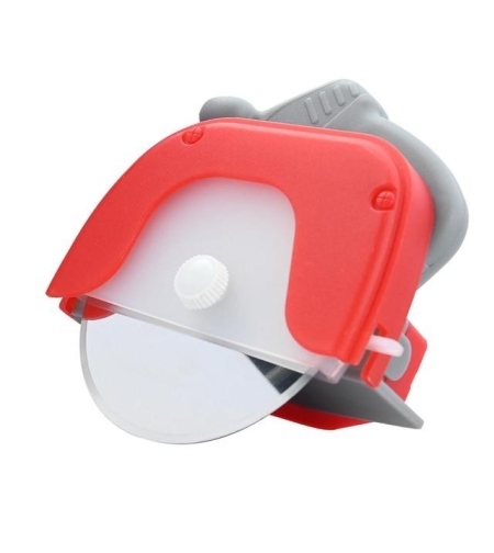 Cutit circular pentru pizza Flippy, 11.5 x 12.5 cm, otel inoxidabil si plastic, capc protectie lama, rosu