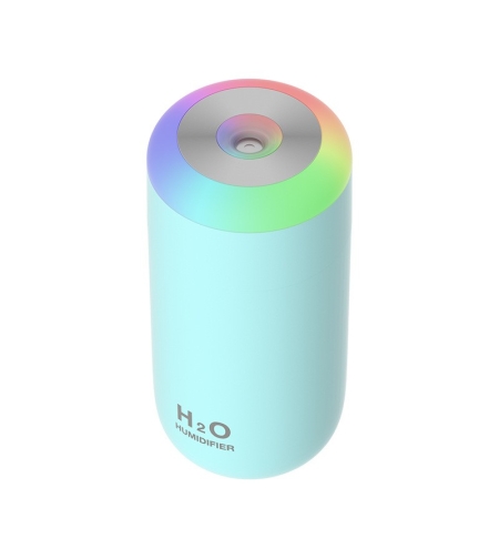 Umidificator, H2O, cu Difuzor de Aroma, Lumina de Noapte LED in 7 Culori, Zgomot Redus, 14.7x7.2cm, 350mL, Culoare Albastra